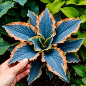 Хоста Океан Вью купить по цене от 960р. в интернет-магазине «Посадика» с доставкой почтой в в Шенкурске и по всей России – [изображение №1].